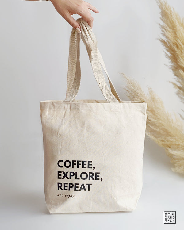 Cotton Totebag | Coffee, Explore, Repeat